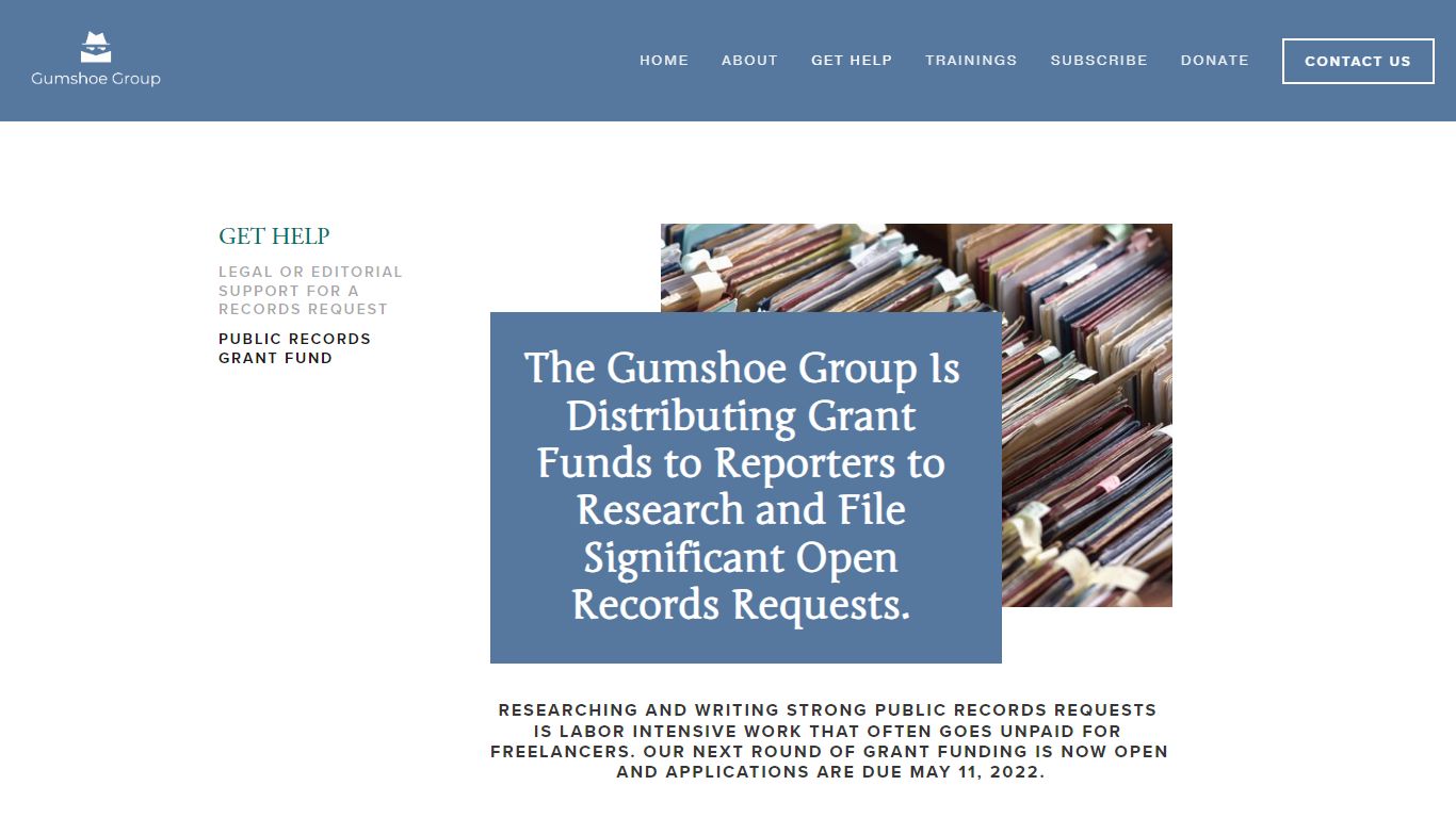 Public Records Grant Fund — The Gumshoe Group