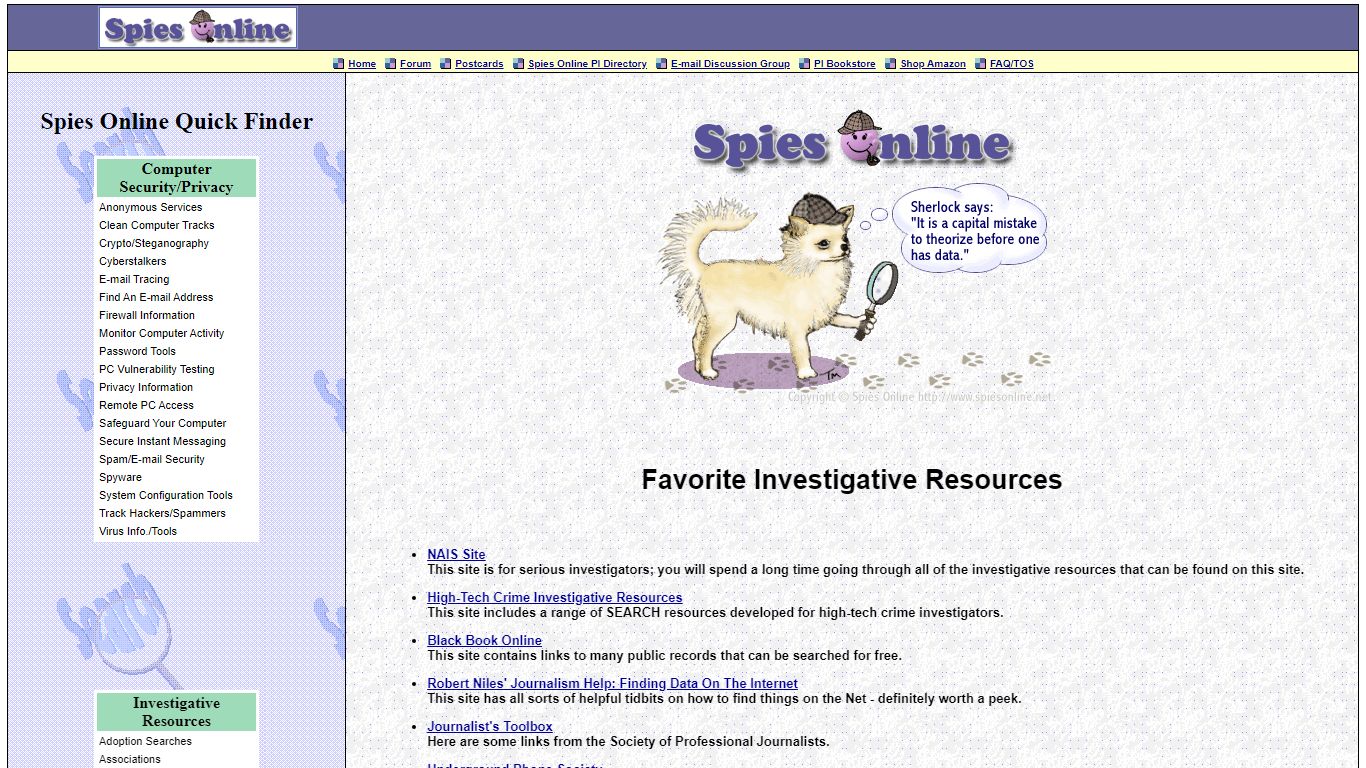 Investigative Resources - Spies Online